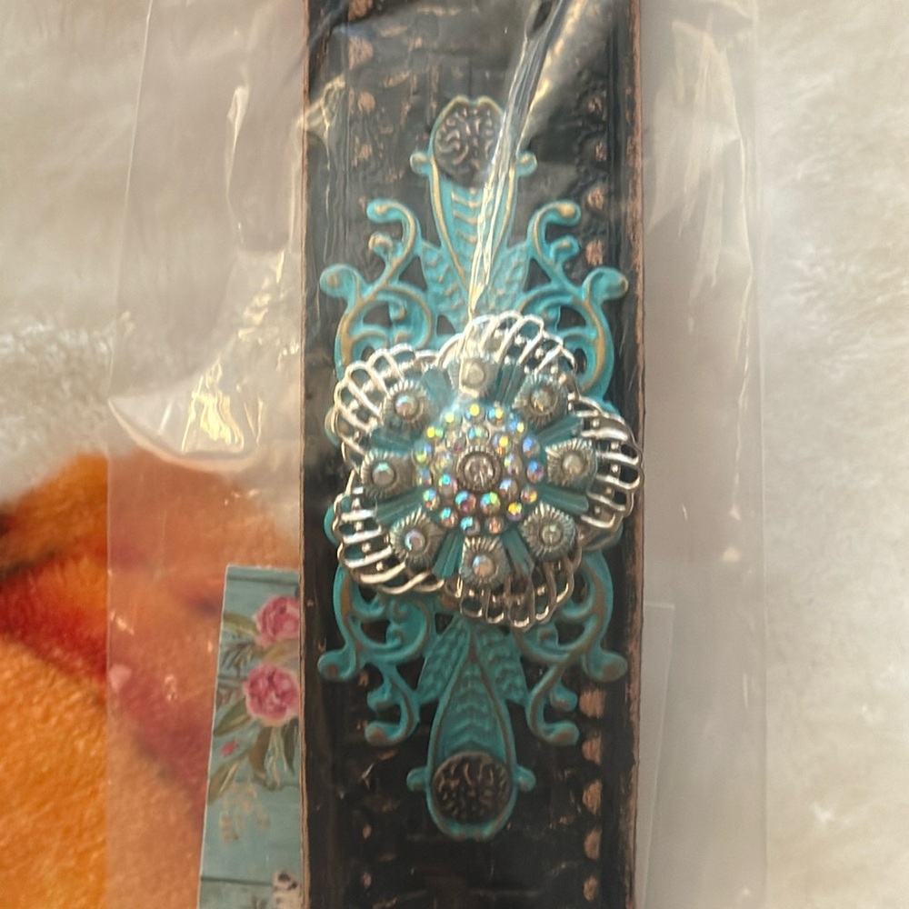 Embellished Leather Cuff Bracelet